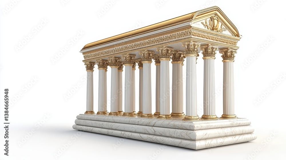 Fototapeta premium White Marble and Gold Temple Model Digital Rendering