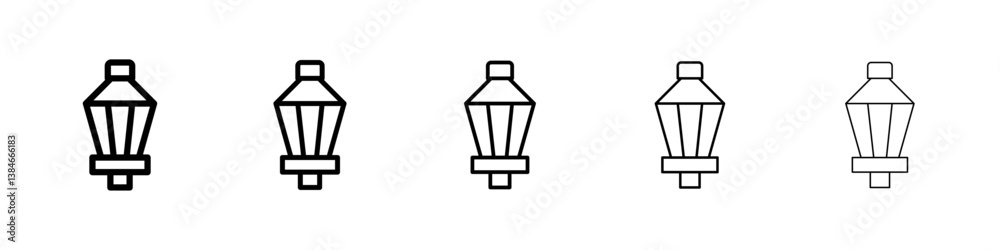 Street lamp icons vectors set in different stroke lines Street lamp icons vectors set in different stroke lines