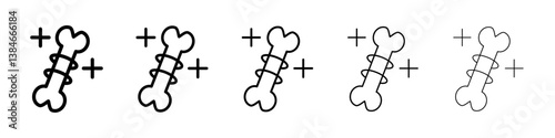 Strong healthy bones icons vectors set in different stroke lines