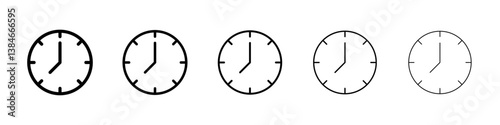 Time icons vectors set in different stroke lines
