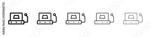 Ultrasonography icons vectors set in different stroke lines