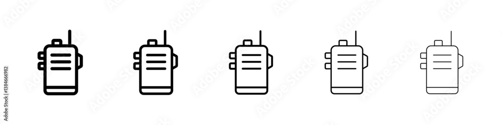 Walkie talkie icons vectors set in different stroke lines Walkie talkie icons vectors set in different stroke lines