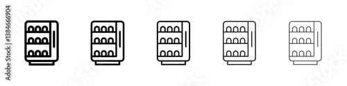 Vending machine icons vectors set in different stroke lines