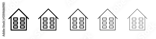 Warehouse icons vectors set in different stroke lines