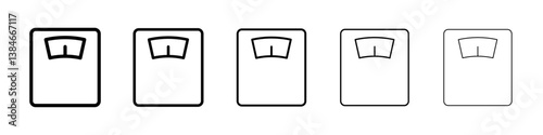 Weight scale icons vectors set in different stroke lines