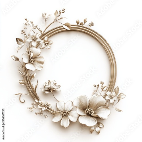 Floral frame design with flowers and leaves for wedding invitation or greeting card template design