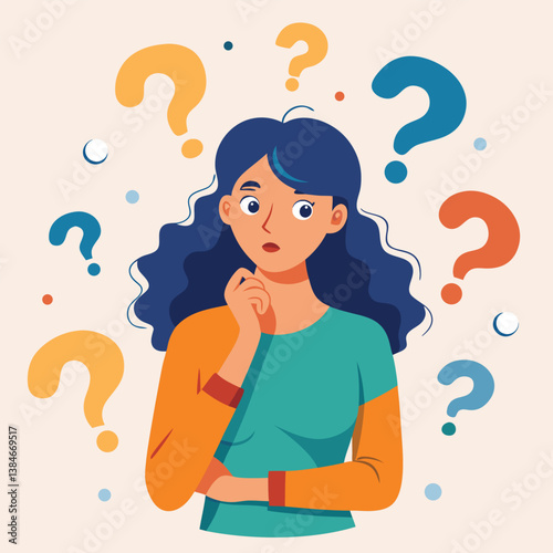 girl thinking vector illustration