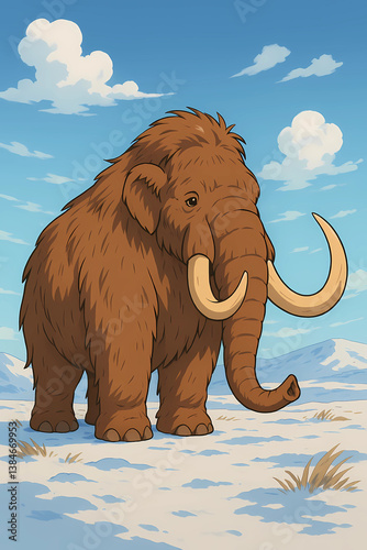 A wolly mammoth in anime style 