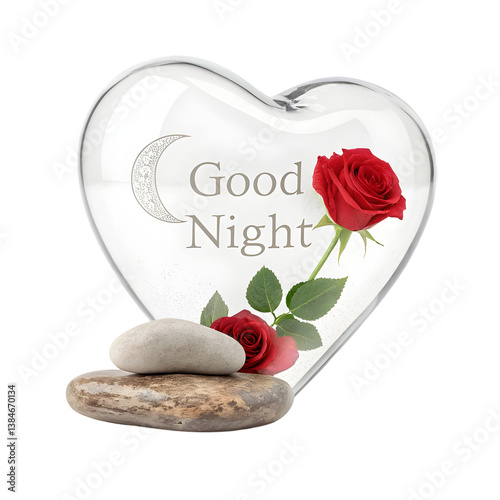 Good Night Rose Heart Image on transparent background