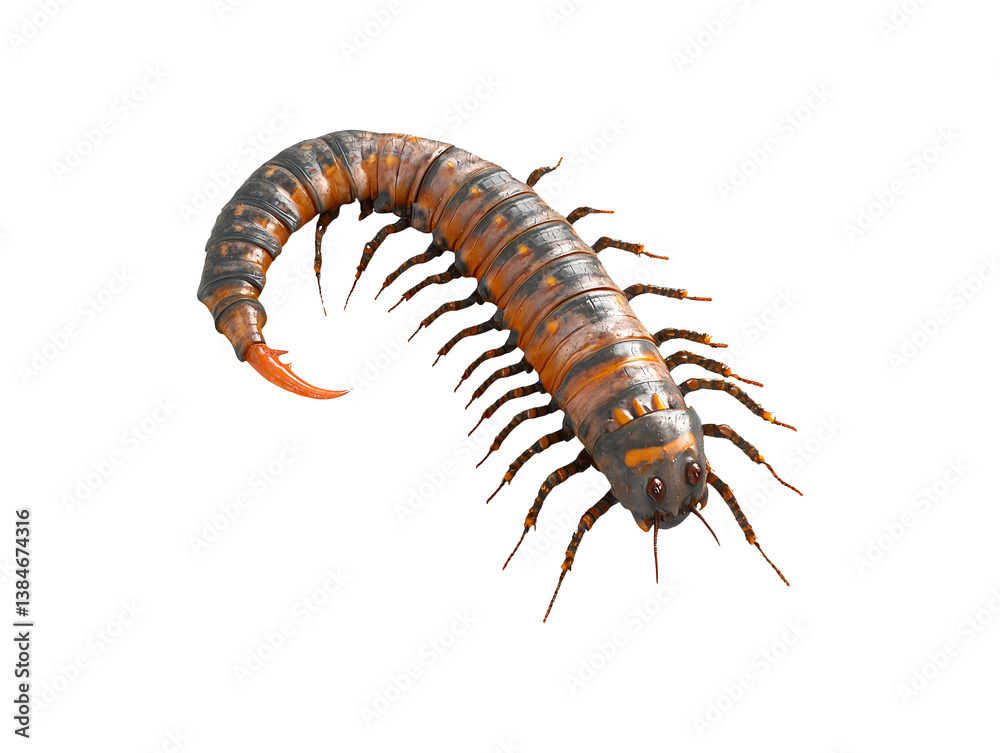 3D illustration of a centipede isolated on transparent background 3D illustration of a centipede isolated on transparent background