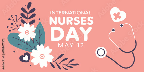 2025 Design for concept of International Nurses day,12 May ,flowers Vector illustration lettering typography for postcard, poster, banner, design element.
