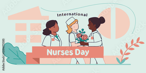 2025 Design for concept of International Nurses day,12 May ,flowers Vector illustration lettering typography for postcard, poster, banner, design element.

