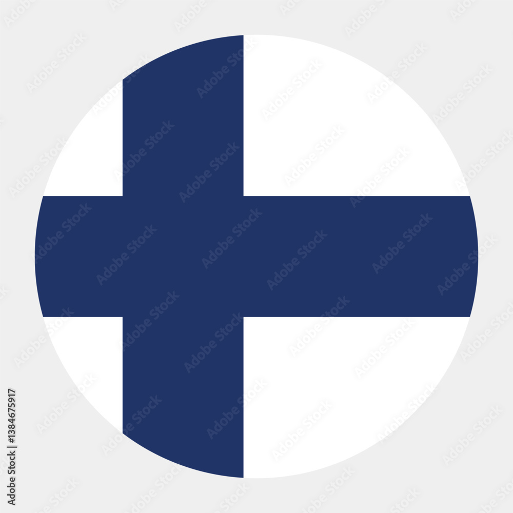 Fototapeta premium Finland flag. Button flag icon. Standard color. Circle icon flag. Computer illustration. Digital illustration. Vector illustration.