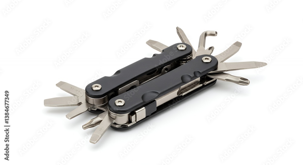 Modern multi-tool showcases versatile functionality and sleek black design Modern multi-tool showcases versatile functionality and sleek black design