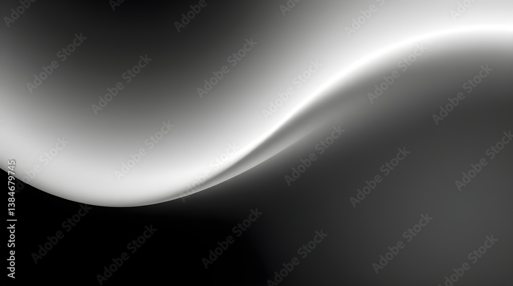Abstract black and white wave flowing smoothly in dark background Abstract black and white wave flowing smoothly in dark background