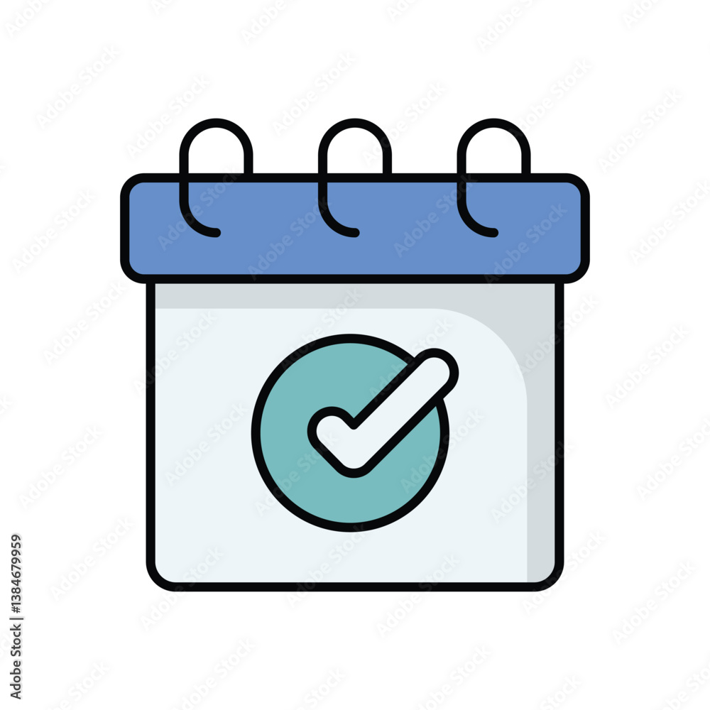 Calendar With Checkmark icon isolated on a white background. Vector illustration. Calendar With Checkmark icon isolated on a white background. Vector illustration.