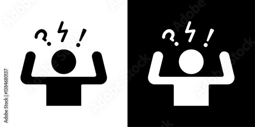 Anxiety icons vector set in solid flat style