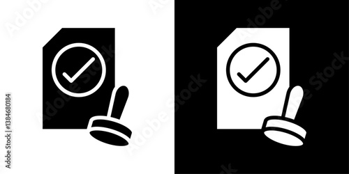 Approved document icons vector set in solid flat style