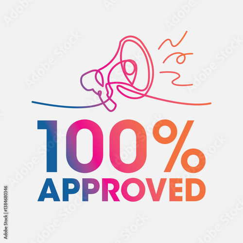 100% Approved sign,label clip art flat design
