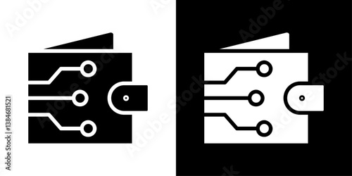 Cryptocurrency wallet icons vector set in solid flat style