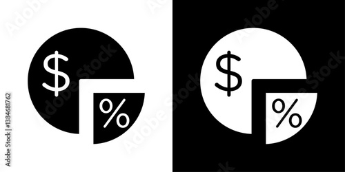 Dividend icons vector set in solid flat style