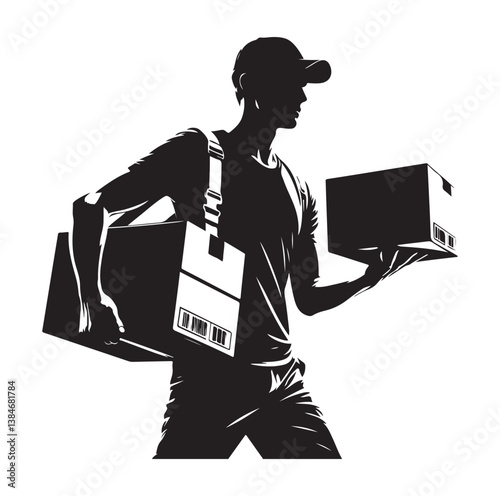 Courier Delivering icon vector symbol,