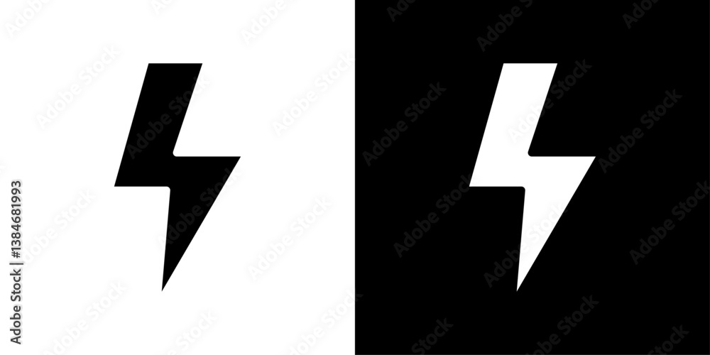 Electricity icons vector set in solid flat style