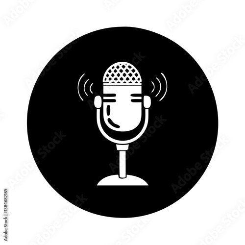 podcast mic icon, podcast mic silhouette vector illustration-simple silhouette illustration of podcast mic, perfect for podcast mic logos and icons