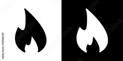 Fire icons vector set in solid flat style