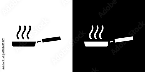 Frying pan icons vector set in solid flat style