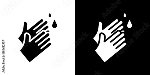 Handwashing icons vector set in solid flat style