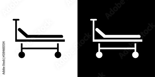 Hospital bed icons vector set in solid flat style