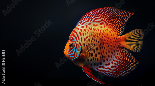Discus fish isolated on black 