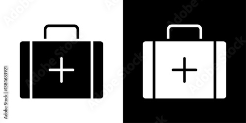 Medical kit icons vector set in solid flat style