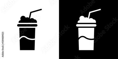 Milkshake icons vector set in solid flat style