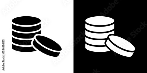 Money coin icons vector set in solid flat style