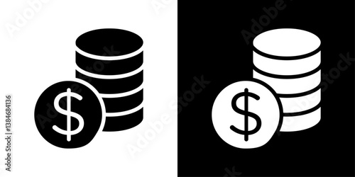 Money icons vector set in solid flat style