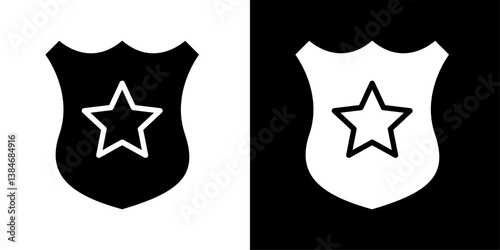Police badge icons vector set in solid flat style
