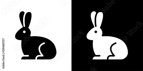 Rabbit icons vector set in solid flat style