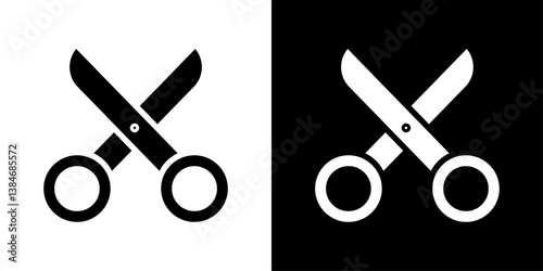 Scissors icons vector set in solid flat style