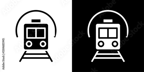 Subway icons vector set in solid flat style