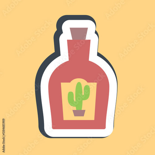 Sticker tequila. Day of the dead celebration elements. Good for prints, posters, logo, party decoration, greeting card, etc.