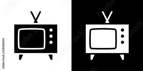 Television icons vector set in solid flat style