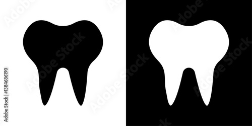 Tooth icons vector set in solid flat style