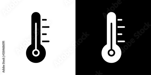 Thermometer icons vector set in solid flat style