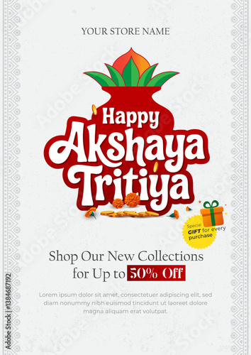 Akshaya Tritiya Festival Offer Poster Design Background Template Illustration in A4 Size Ratio