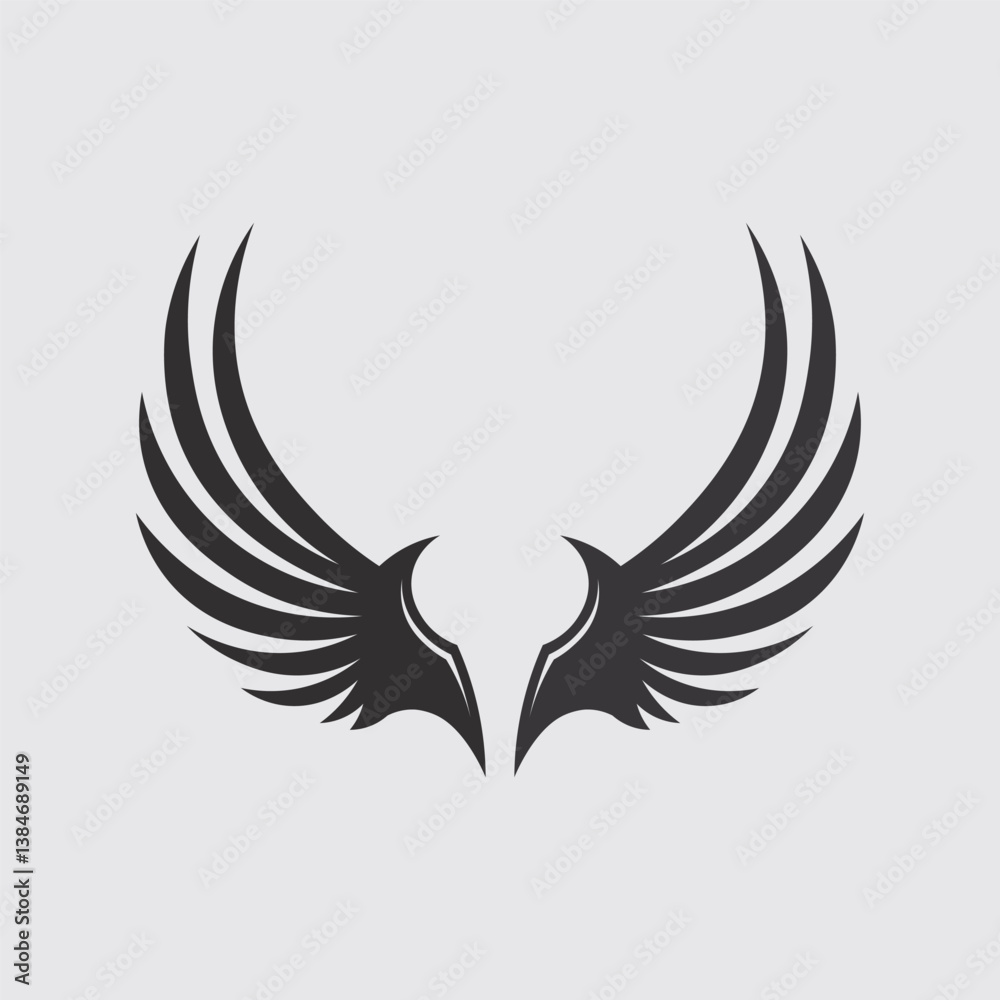 Wings logo and animal wings icon sign stock logo design graphic illustration Wings logo and animal wings icon sign stock logo design graphic illustration