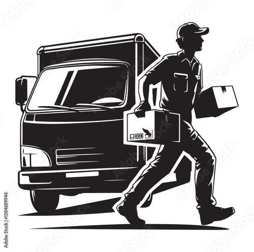 Courier Delivering icon vector symbol,