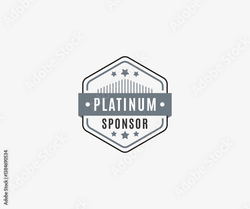 Hexagon Platinum Sponsor Badge, Vector illustration