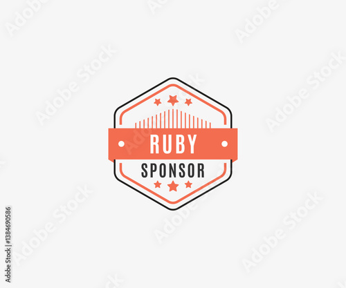 Hexagon Ruby Sponsor Badge, Vector illustration